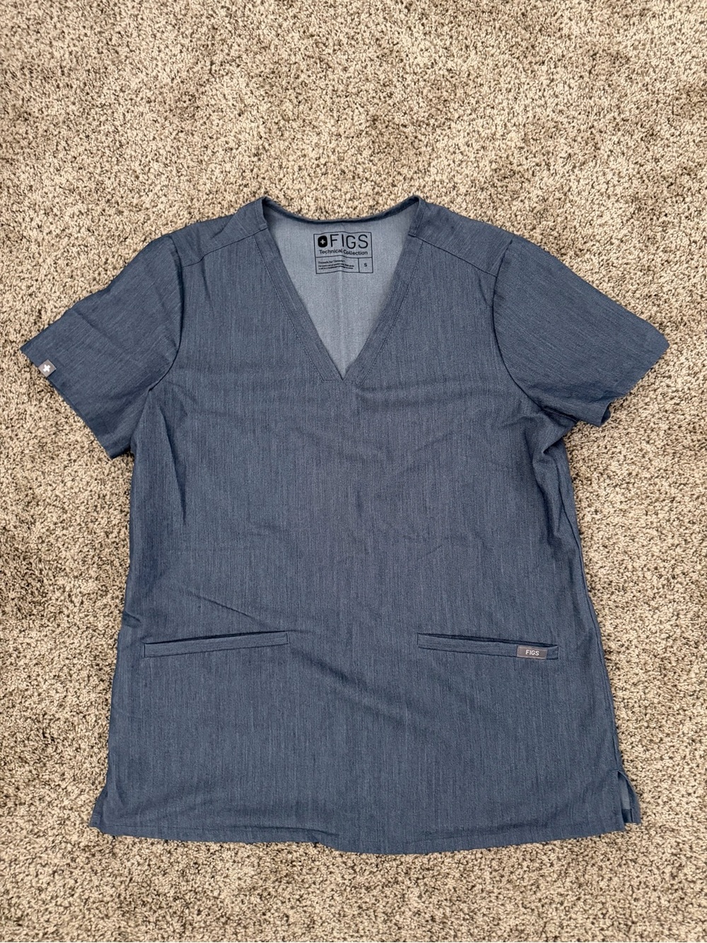 FIGS Women’s Heather Denim Scrub Top